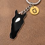 Personalisierte Pferd Gesichtsmarkierung Silhouette Schlüsselanhänger mit Brief Spieltag Jahrestag Geschenk für Pferdeliebhaber