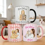 Personalised Pet Photo Watecolor Stripe 11/15 oz Ceramic Mug with Names and Coaster Birthday Mother's Day Gift for Pet Lover Owner