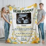 Personalized Multicolor Ultrasound Photo Soft Fleece Blanket with Name Pregnancy Room Decor Baby Shower Gift for Mom Grandmom