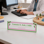 Personalised AKA Pink & Green Ivy Sign Text Acrylic Desk Plaque with Stand Graduation Birthday Sorority Gift for Members  Graduates Sisters