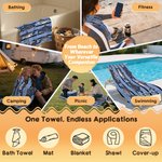 Personalized Flounder Sardine Stripe Design Oversized Quick-Dry Beach Towel with Name and Drawing Backpack Beach Party Birthday Gift for Fishing Lover