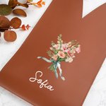 Personalised Watercolor Birth Flower Bouquet PU Leather Protective Wine Bag with Name Mother's Day Birthday Gift for Mum Wine Lovers