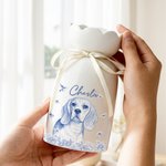 Personlig Toile De Jouy Pet Photo Butterfly Ceramic Flower Vase med namn Heminredning Födelsedagspresent för husdjursägare
