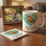 Personalised Cartoon Otter Mother and Kid Ceramic Mug with Names and Coaster Mother's Day Gift for Mom Grandma