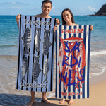 Personalized Flounder Sardine Stripe Design Oversized Quick-Dry Beach Towel with Name and Drawing Backpack Beach Party Birthday Gift for Fishing Lover