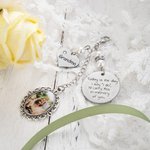Henkilökohtainen Lace Oval Photo Bouquet Charm sydämen kaiverrettu riipus Memorial häät lahja morsian