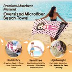Toalla de playa de gran tamaño de secado rápido con el nombre de un personaje de dibujos animados personalizado Fiesta en la playa Regalo de cumpleaños para la familia Mujeres