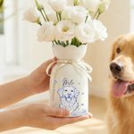 Personlig Toile De Jouy Pet Photo Butterfly Ceramic Flower Vase med namn Heminredning Födelsedagspresent för husdjursägare