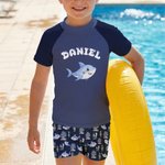 Personalized Cute Cartoon Mermaid Sea Animal Anti-UV Kid Swimsuit with Name Swimming Pool Summer Holiday Gift for Boys Girls