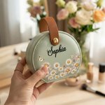 Personalisierte Multicolor Geburt Blume Schmetterling PU Leder Handheld-Schmuck-Box mit Namen Muttertag Geburtstag Geschenk für Frauen
