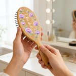 Brosse à cheveux fleur de naissance personnalisée avec nom Fête des mères Enterrement de vie de jeune fille Cadeau d'anniversaire pour femme