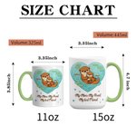 Personalised Cartoon Otter Mother and Kid Ceramic Mug with Names and Coaster Mother's Day Gift for Mom Grandma