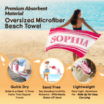Personalisierte Shadow Stripe Name Quick-Dry Oversized Strand Handtuch Strand Pool Party Geburtstag Geschenk für Kinder Freunde