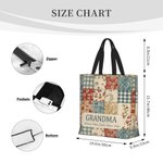 Personalised Vintage Ditsy Floral Patchwork Style Large Tote Bag with Names Daily Use Mother's Day Birthday Gift for Women