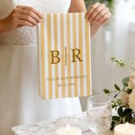 Serviette gaufrée rayée multicolore personnalisée avec texte initial et date Mariage Cadeau de douche de mariage pour elle