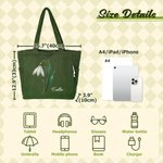 Personalized Birth Flower Large Capacity Corduroy Tote Bag with Name Daily Use Commuting Travel Birthday Gift for Women Office Workers