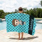 Toalla de playa de gran tamaño de secado rápido con el nombre de un personaje de dibujos animados personalizado Fiesta en la playa Regalo de cumpleaños para la familia Mujeres