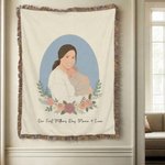 Personalised Photo Flat Illustration Portrait Soft Throw Blanket with Text Home Decor Birthday Mother's Day Gift for Friends Family