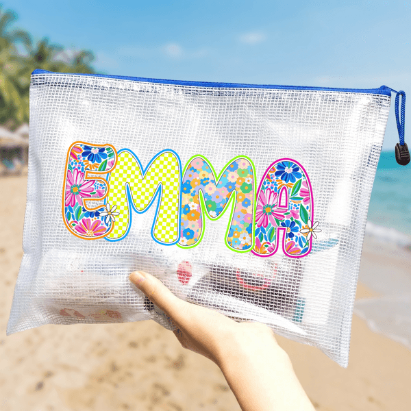 Personalized Artistic Name Waterproof Sandproof Beach Bag Pool Bag Summer Vacation Party Gift for Women