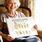 Personalized Cute Duck Family Grandma's Flock Canvas Decorative Painting with Name Home Decor Mother's Day Birthday Gift for Mom Grandma Grandparent