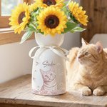 Personlig Toile De Jouy Pet Photo Butterfly Ceramic Flower Vase med namn Heminredning Födelsedagspresent för husdjursägare