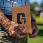 Personlig golfspiller silhuett Initial Lær Scorekortholder med navn Konkurranse Treningstilbehør Bursdagsgave til trener golfelskere