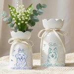 Personlig Toile De Jouy Pet Photo Butterfly Ceramic Flower Vase med namn Heminredning Födelsedagspresent för husdjursägare