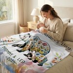 Personalisierte Floral Mom-Kid Bear gemütliche Decke mit Titel und Text Home Decor Muttertag Geschenk für Mama