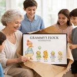 Personalized Cute Duck Family Grandma's Flock Canvas Decorative Painting with Name Home Decor Mother's Day Birthday Gift for Mom Grandma Grandparent