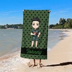 Toalla de playa de gran tamaño de secado rápido con el nombre de un personaje de dibujos animados personalizado Fiesta en la playa Regalo de cumpleaños para la familia Mujeres