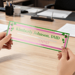 Personalised AKA Pink & Green Ivy Sign Text Acrylic Desk Plaque with Stand Graduation Birthday Sorority Gift for Members  Graduates Sisters