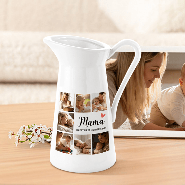 Jarrón de Cerámica Personalizado con Foto Collage de Mamá con Apodo y Texto Decoración del Hogar Regalo del Día de la Madre para Mamá Abuela