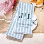 Serviette gaufrée rayée multicolore personnalisée avec texte initial et date Mariage Cadeau de douche de mariage pour elle