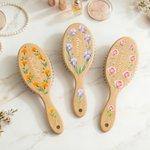 Brosse à cheveux fleur de naissance personnalisée avec nom Fête des mères Enterrement de vie de jeune fille Cadeau d'anniversaire pour femme