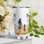 Personalisierte bunte Mutter Tochter Silhouette 20 oz Becher mit Namen und Geburt Blume Muttertag Geburtstag Geschenk für Mama Großmutter
