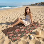 Personalisierte Geburt Blume schnell trocken überdimensioniert Mikrofaser Strandtuch mit Namen Reise Essentials Strand Party Geburtstag Geschenk für Familie Frau