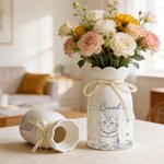 Personlig Toile De Jouy Pet Photo Butterfly Ceramic Flower Vase med namn Heminredning Födelsedagspresent för husdjursägare