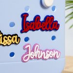 Personalized Multicolor Glitter Name Acrylic Bag Button Charm Accessories for Bogg Birthday Beach Party Summer Vacation Gift for Her