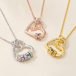 Collier personnalisé avec nom et pierres de naissance 1 à 8  au choix - Cadeau de la fête des Mères pour maman grand-mère