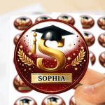 Personalized Graduation Cap Initial Waterproof Stickers with Name Favor Label Celebration Graduation Party Decor for Graduates