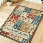 Personalized Vintage Flower Checkered Patchwork Tassel Soft Throw Blanket with Names and Title Mother's Day Birthday Gift for Grandma Mom 6