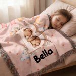 Personalisierte Cartoon Animal Initial Multicolor Tassel weiche Decke mit Namen täglichen Gebrauch Home Decor Geburtstag Geschenk für Kinder Jungen Mädchen