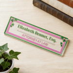 Personalised AKA Pink & Green Ivy Sign Text Acrylic Desk Plaque with Stand Graduation Birthday Sorority Gift for Members  Graduates Sisters