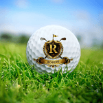 Personalised Golden Badge Golf Ball with Name and Initial Golfer Accessories Training Competition Birthday Gift for Golf Player Lover