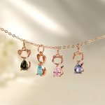 Personalisierte 1-4 Katze Hund Birthstones Halskette zierlichen Schmuck Geburtstag Jahrestag Geschenk für Frauen Tierliebhaber