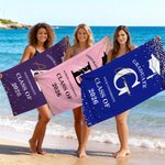 Personalisierte Herzlichen Glückwunsch Grad Kappe überdimensioniert schnell trocknen Strand Handtuch mit Namen und Schule Namen Strand Party Graduierung Geschenk für Absolventen