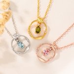 Personlig Mobius Strip Birthstone halskjede med inngravert navn Utsøkt smykkefestival Morsdag Bursdagsgave til kvinner Mamma
