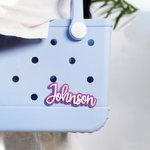 Personalized Multicolor Glitter Name Acrylic Bag Button Charm Accessories for Bogg Birthday Beach Party Summer Vacation Gift for Her