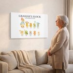 Personalized Cute Duck Family Grandma's Flock Canvas Decorative Painting with Name Home Decor Mother's Day Birthday Gift for Mom Grandma Grandparent