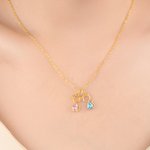 Personalisierte 1-4 Katze Hund Birthstones Halskette zierlichen Schmuck Geburtstag Jahrestag Geschenk für Frauen Tierliebhaber